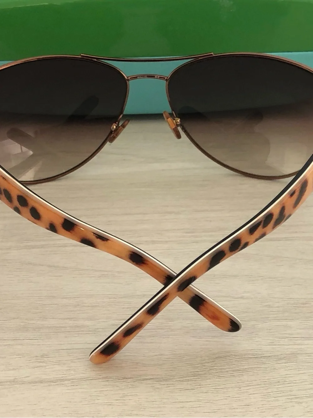 Kate Spade Navigator Sunglasses Bronze Leopard Print w Case Pouch